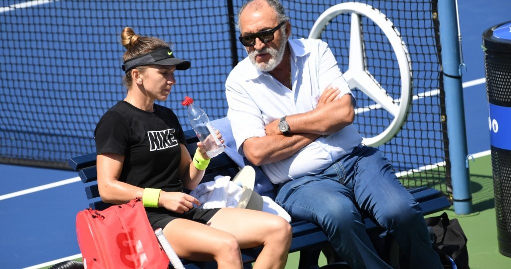 Simona Halep with mentor Ion Tiriac during 2019 US Open
