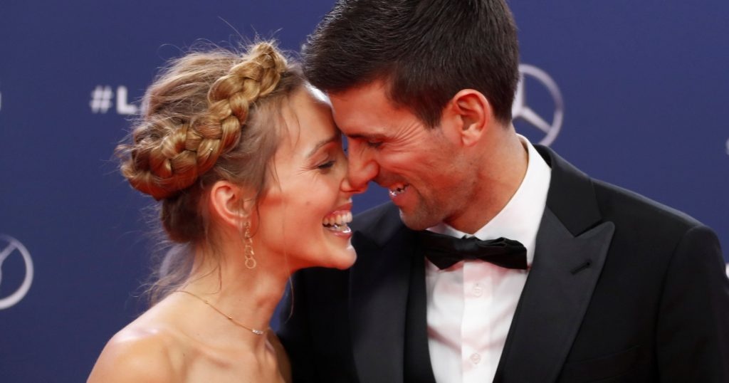 Novak Djokovic with his wife Jelena