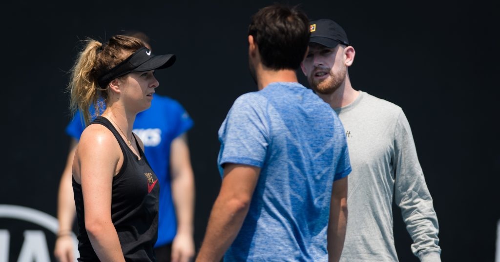 Elina Svitolina with her coaches Andrew Bettles and Marcos Baghdatis