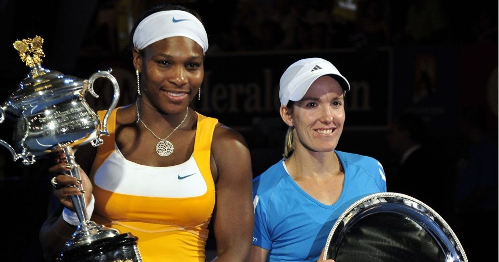 Serena Williams, 2010 Australian Open champion, and runner-up Justine Henin
