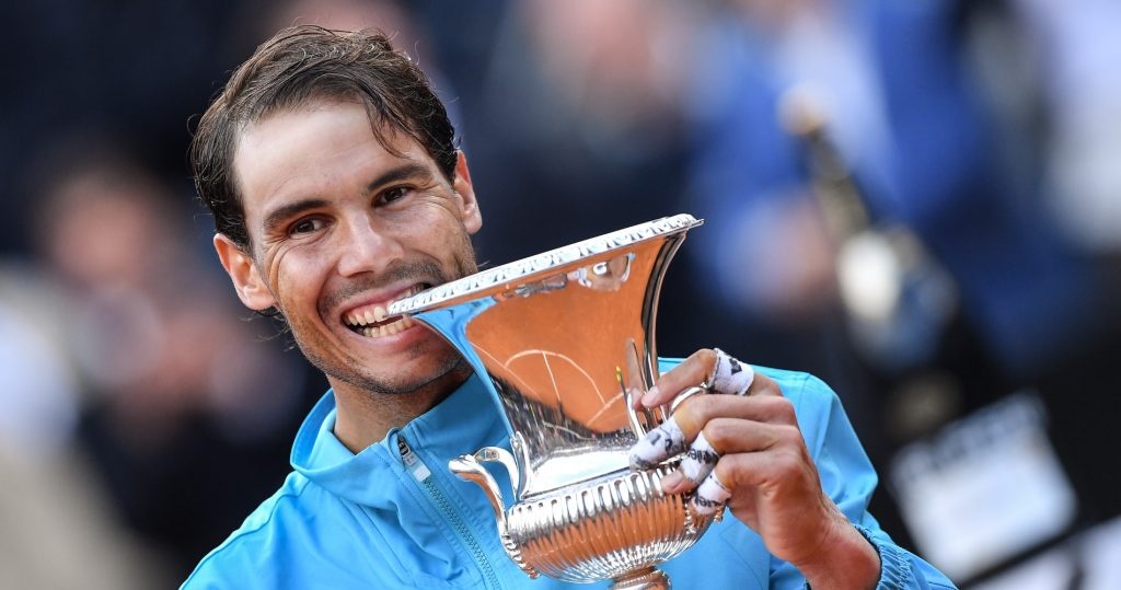 Rafael Nadal with his 2019 Rome trophy
