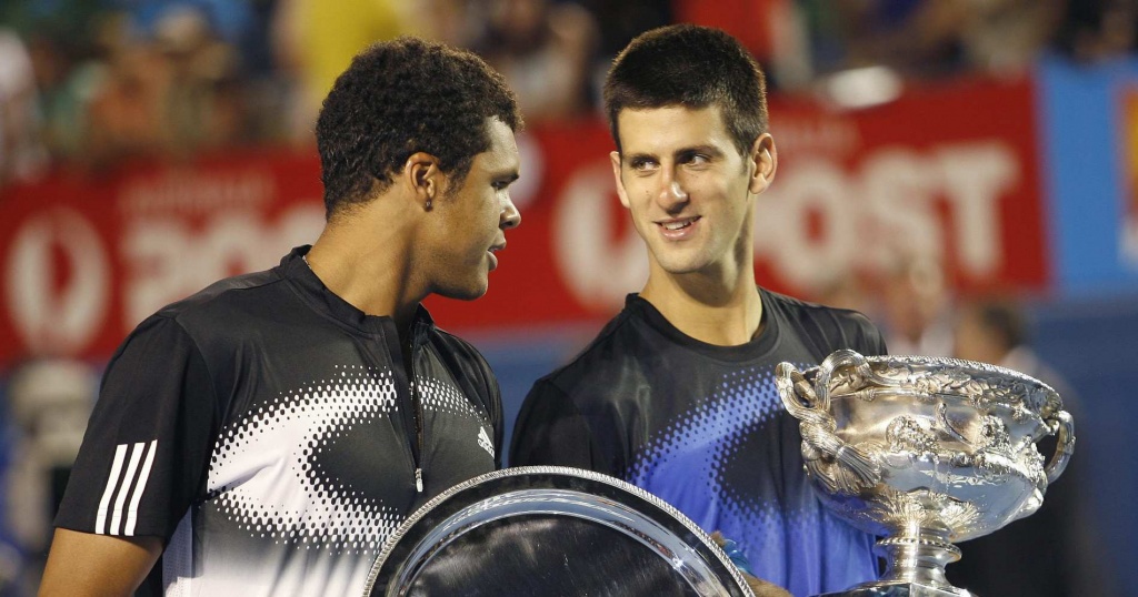 Novak Djokovic and Jo-Wilfried Tsonga in Melbourne in 2008 