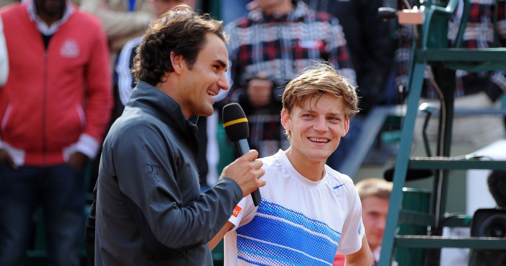 David Goffin, with Roger Federer (2012 French Open)