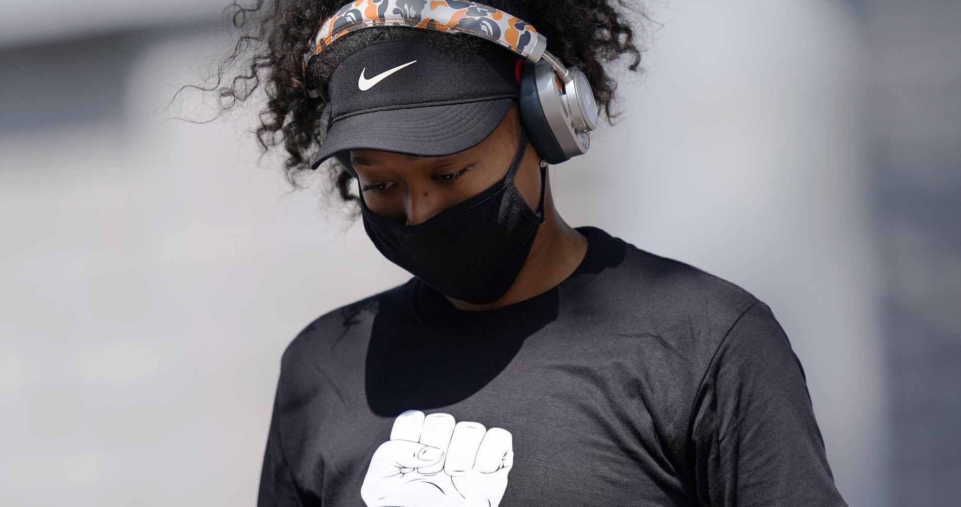 Naomi Osaka during the Western and Southern Open 2020, with a Black Lives Matter shirt