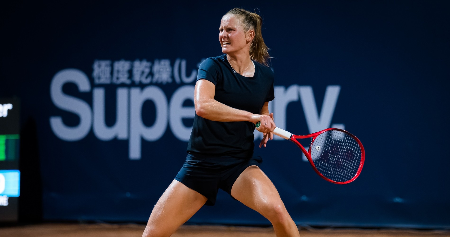 Fiona Ferro of France in action during her quarter-final match against Sara Errani of Italy at the 2020 Palermo Ladies Open WTA International tennis tournament