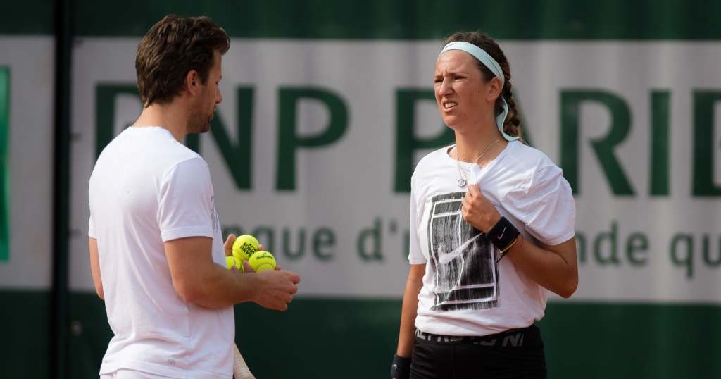 Victoria Azarenka with her coach Wim Fissette, Roland-Garros, 2019