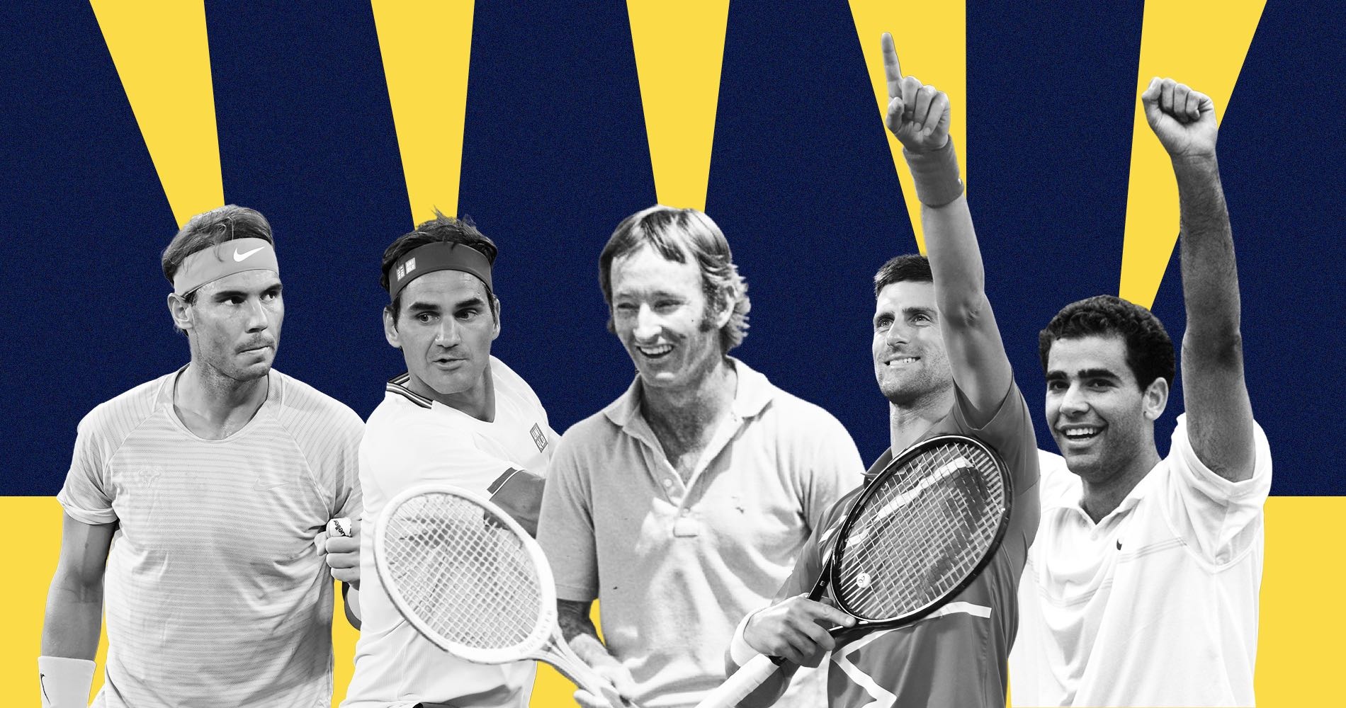 The GOAT debate : Rafael Nadal, Roger Federer, Rod Laver, Novak Djokovic, Pete Sampras