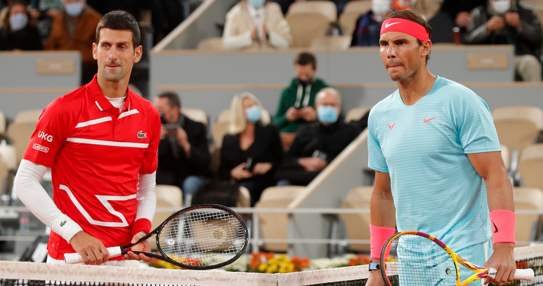 Novak Djokovic and Rafael Nadal before 2020 Roland-Garros final
