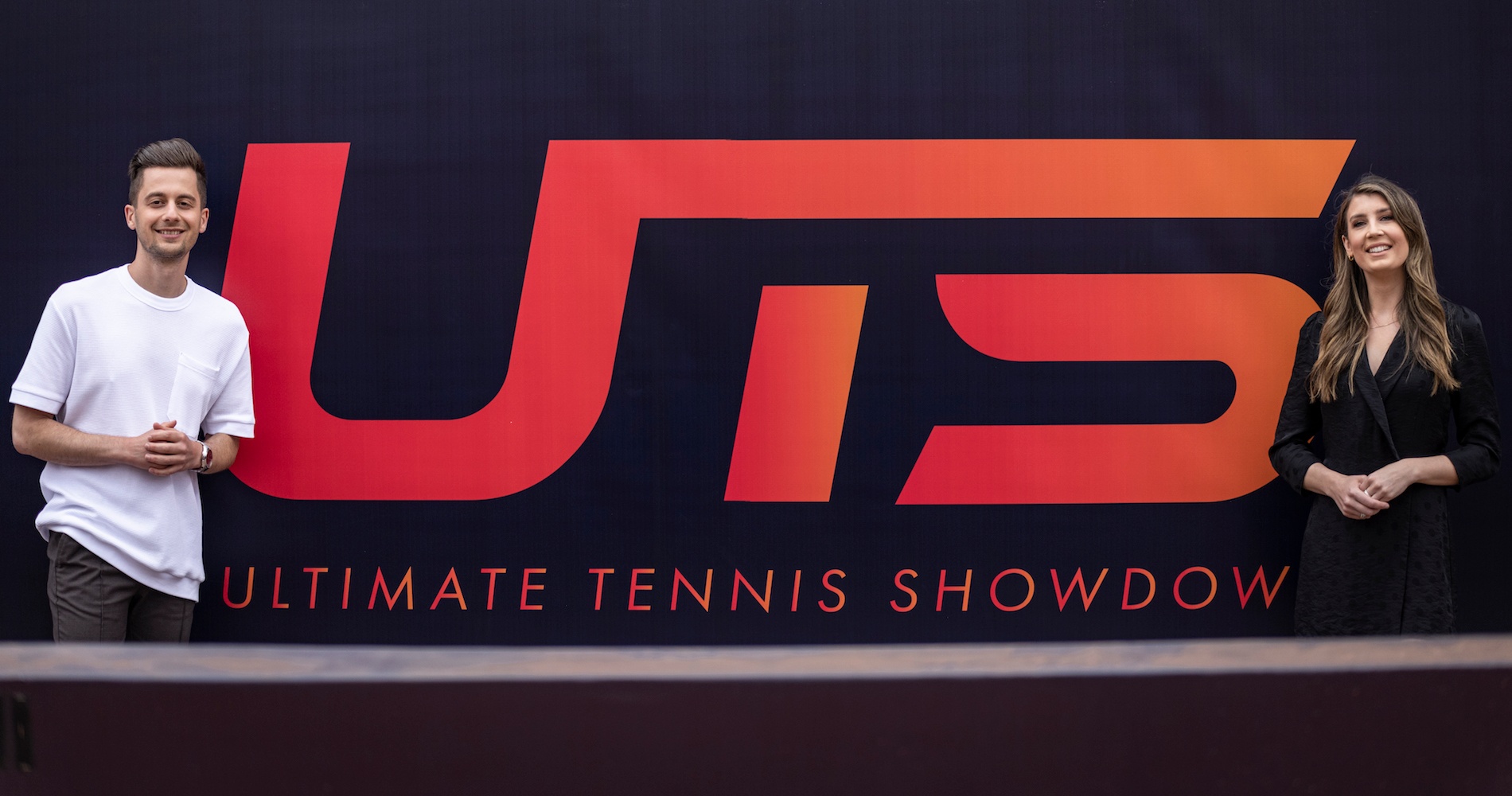 Max Whittle and Jenny Drummond, media faces of Ultimate Tennis Showdown, in 2021