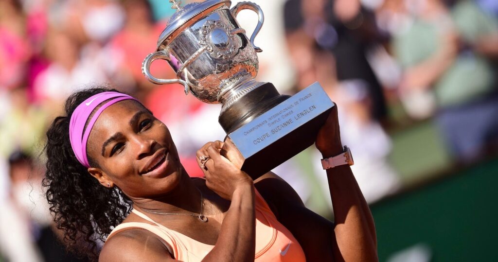 Serena Williams at Roland-Garros in 2015 after his triumph