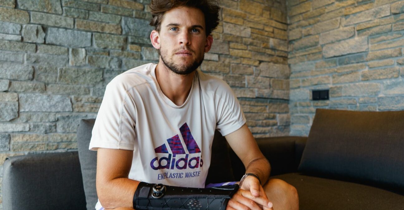 Dominic Thiem, with his injured right wrist