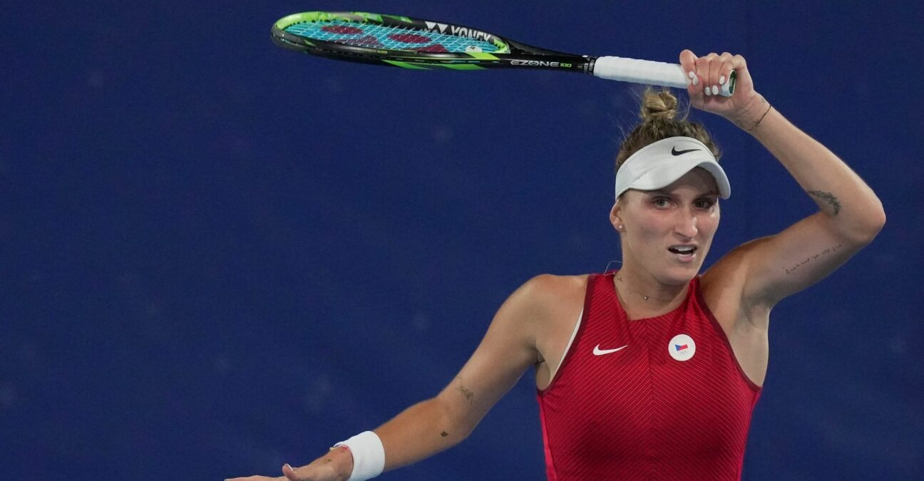 Czech tennis player Marketa Vondrousova in action at the Tokyo 2020 Summer Olympics