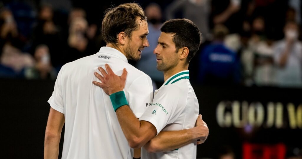Daniil Medvedev & Novak Djokovic at the Australian Open in 2021
