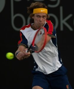 Andrey Rublev at the San Diego Open tennis tournament.