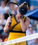 Elina Svitolina of the Ukraine in action during the quarter-final of the 2021 Chicago Fall Tennis Classic WTA 500 tennis tournament against Ons Jabeur of Tunisia