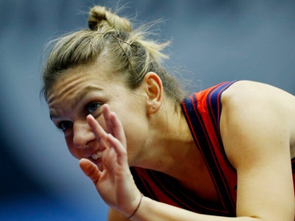 Romania's Simona Halep celebrates after winning her round of 16 match in Linz
