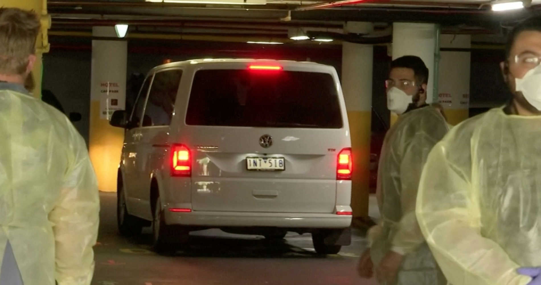 Van with Novan Djokovic inside, Melbourne, 2021