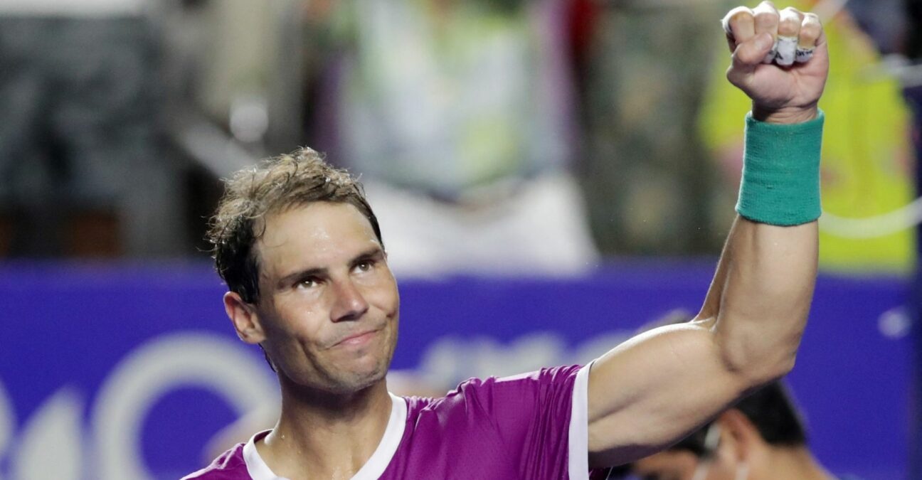 Spain's Rafael Nadal celebrates winning his match against Denis Kudla of the U.S. at the Abierto Mexicano Open in Acapulco