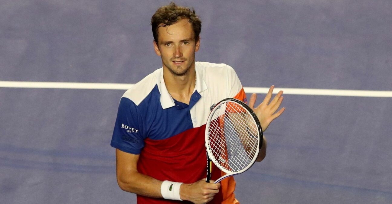 Russia's Daniil Medvedev celebrates winning his round of 16 match against Spain's Pablo Andujar at the Abierto Mexicano in Acapulco