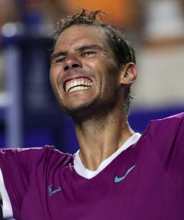Spain's Rafael Nadal celebrates after winning his semifinal match against Russia's Daniil Medvedev at the Abierto Mexicano