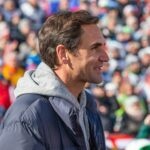 Roger Federer at the Geant Ladies FIS World Cup in Lenzerheide in March 2022