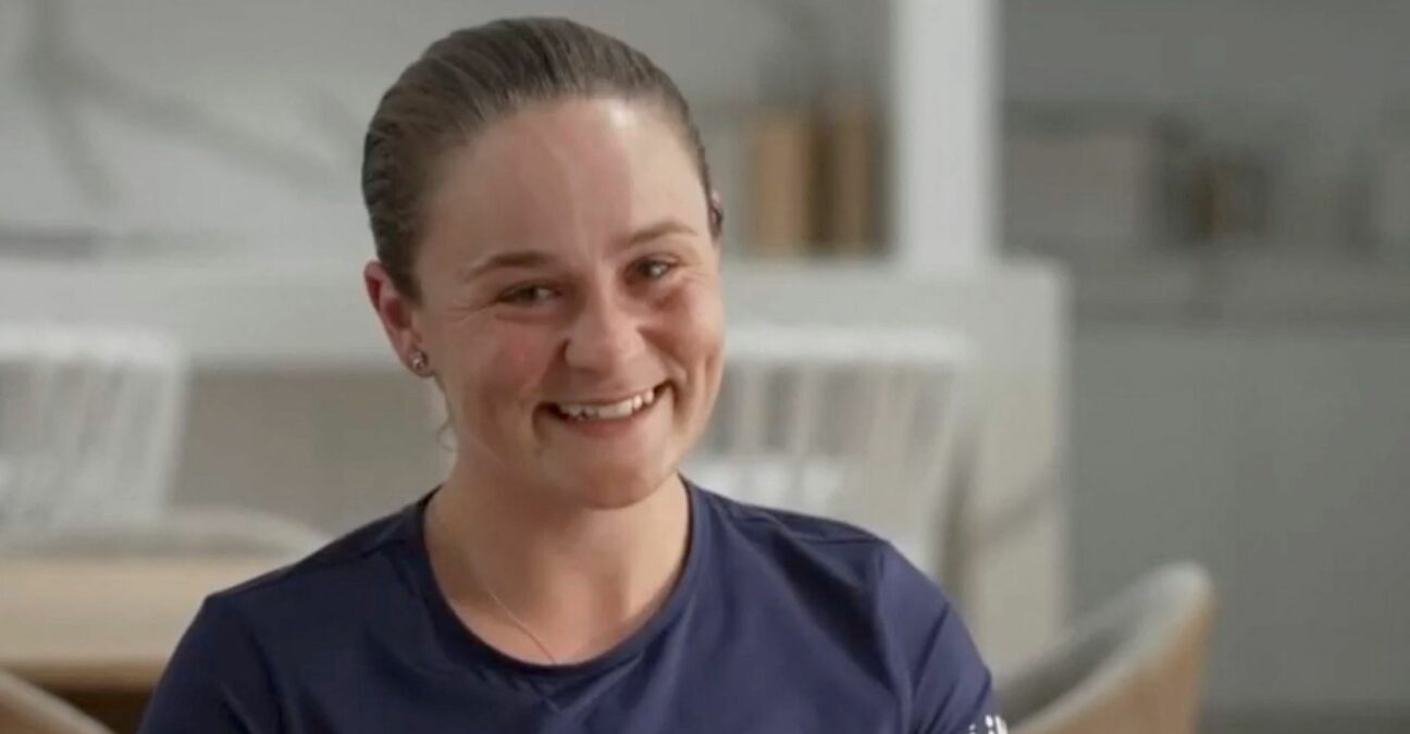 Ash Barty smiles during her retirement announcement in Brisbane, Australia