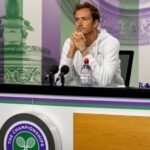 Russia's Daniil Medvedev during a press conference at Wimbledon in 2021