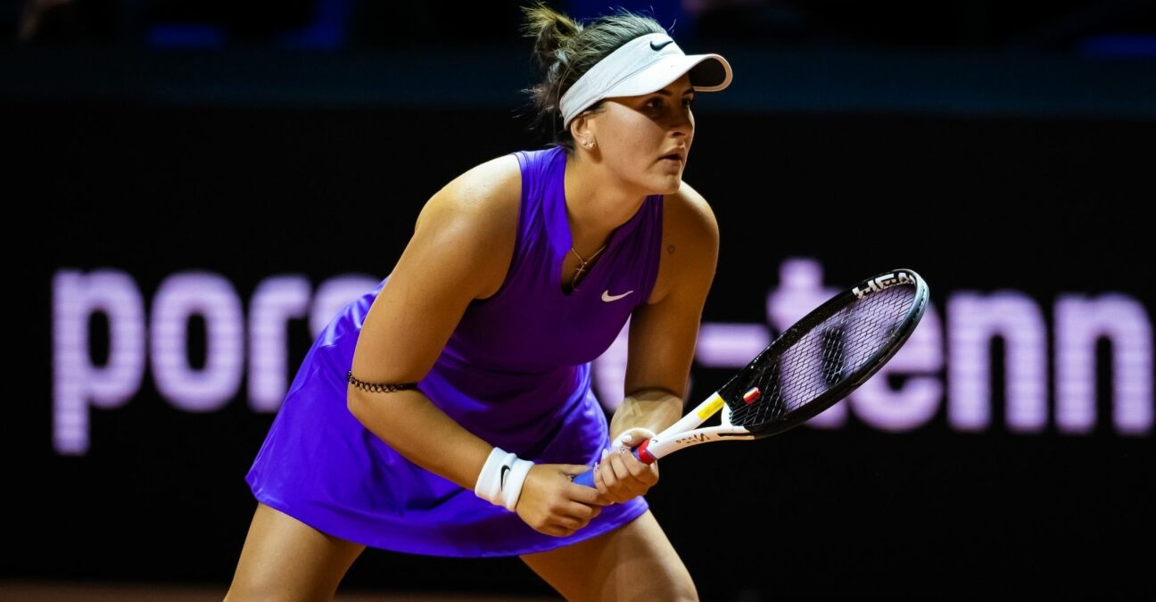 Bianca Andreescu of Canada in action during at the 2022 Porsche Tennis Grand Prix