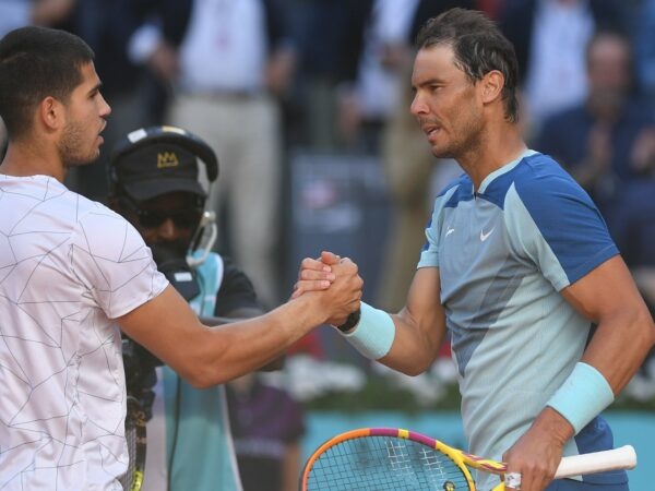 Nadal and Alcaraz handshake Madrid