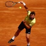 Switzerland's Stan Wawrinka in action during his first round match at the ATP Masters 1000 in Rome