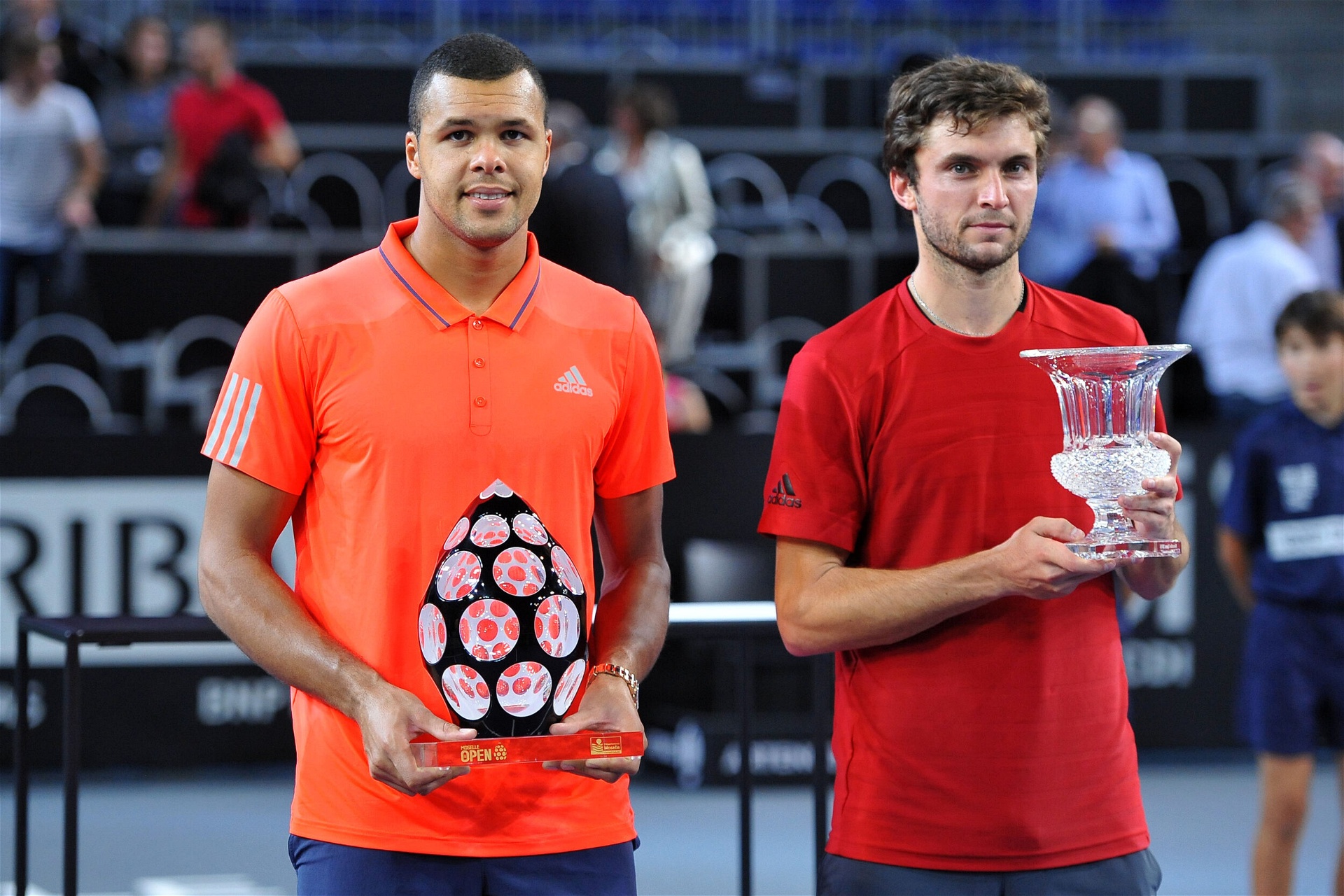 Jo Wilfried Tsonga and Gilles Simon at the Moselle Open in Metz in 2015