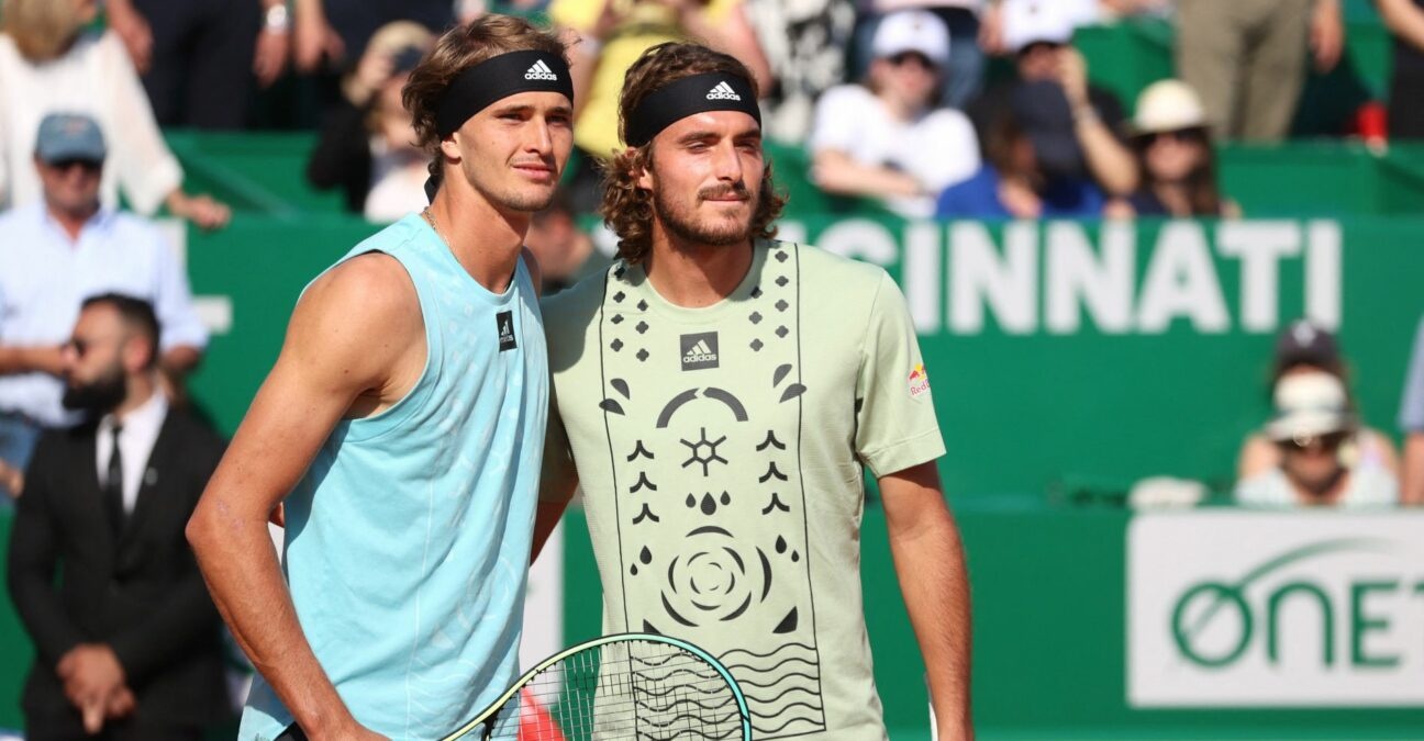 Germany's Alexander Zverev and Greece's Stefanos Tsitsipas before their semi final match at the Monte Carlo Masters