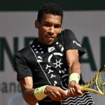 Canada's Felix Auger-Aliassime in action during his second round match at Roland Garros 2022
