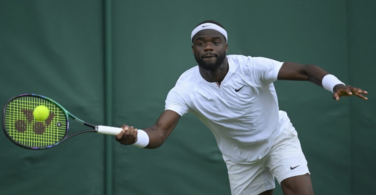 Frances Tiafoe of the U.S. in action during his first round match at Wimbledon