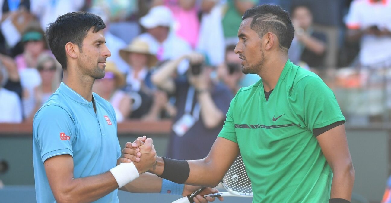 Nick Kyrgios and Novak Djokovic at Indian Wells in 2017 Image Credit: Antoine Couvercelle / Panoramic