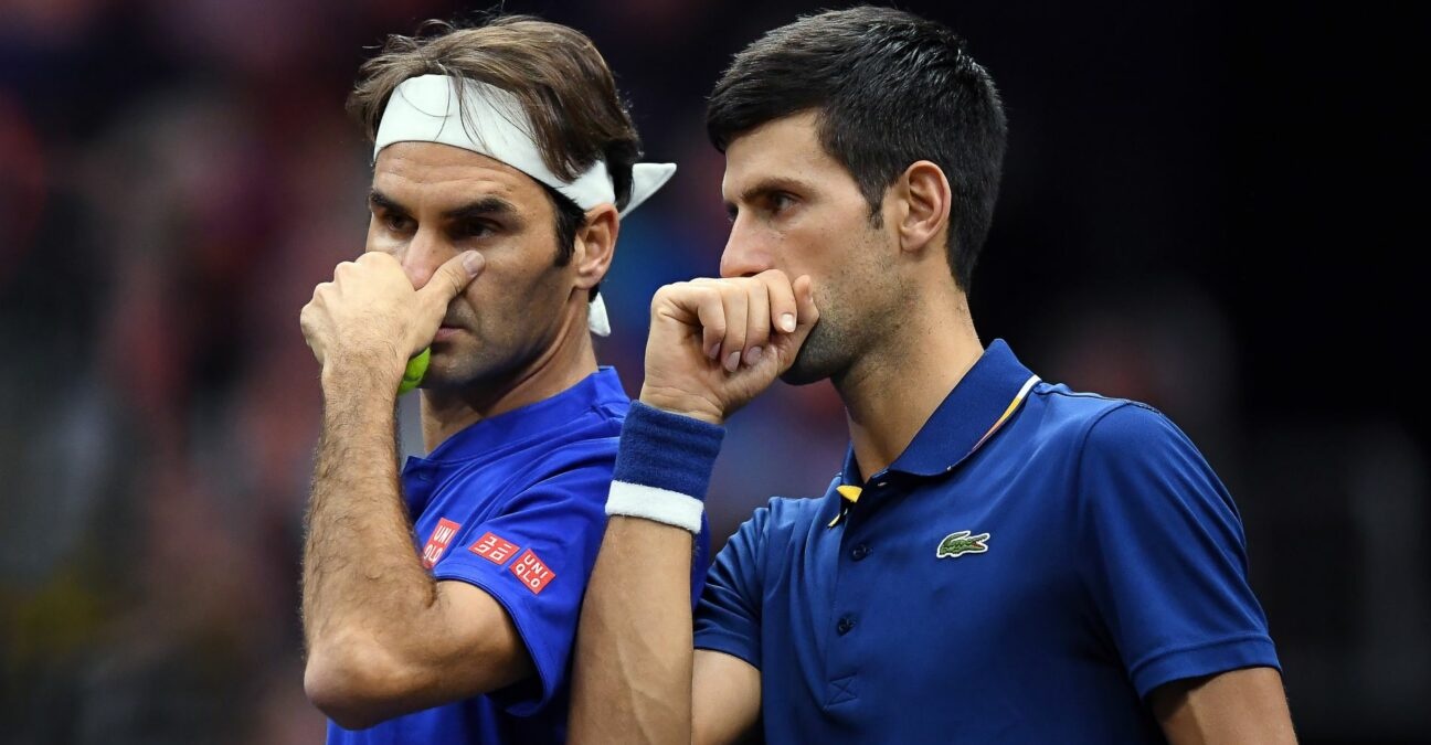 Djokovic and Federer at the Laver Cup in 2018