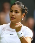 Emma Raducanu reacts during her second round match at Wimbledon 2022