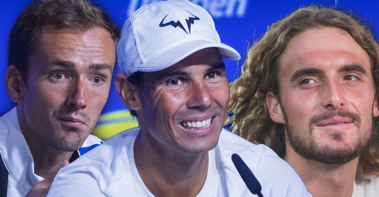 Daniil Medvedev, Rafael Nadal, Stefanos Tsitsipas before the 2022 US Open
