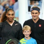 Belinda Bencic and Roger Federer of Switzerland, and Serena Williams and Frances Tiafoe of the United States at the Hopman Cup in 2019