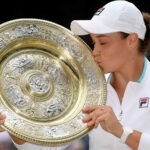 Ash Barty with the 2021 Wimbledon trophy