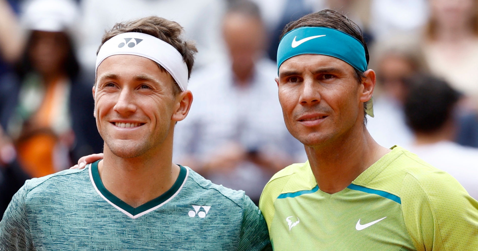 Rafael Nadal and Casper Ruud at the 2022 French Open