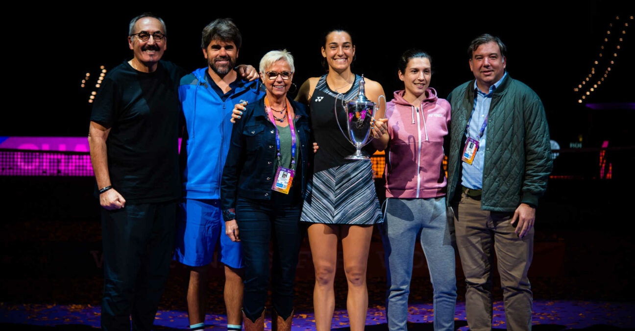 Caroline Garcia with her team at the WTA Finals