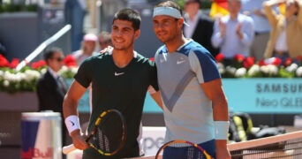 Carlos Alcaraz and Rafael Nadal at the 2022 Madrid Open