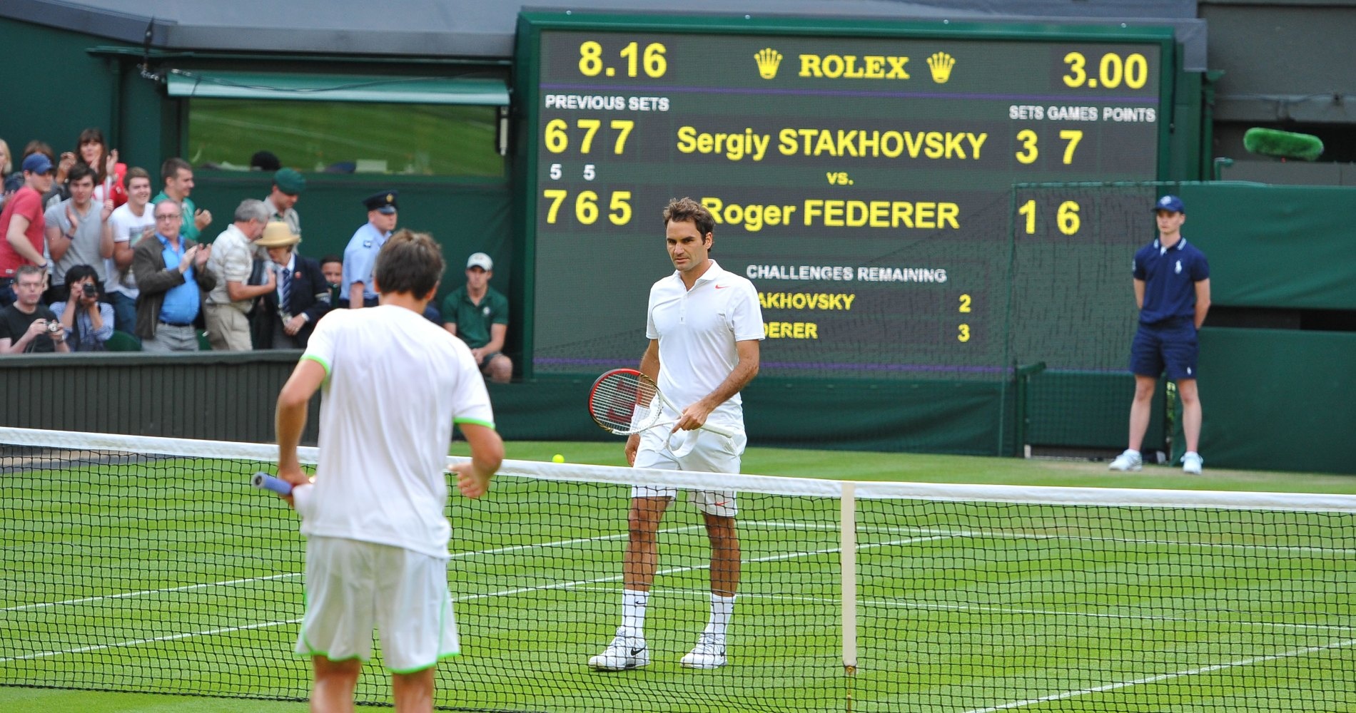 Roger Federer and Sergiy Stakhovsky Wimbledon 2013