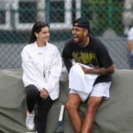 Australia's Nick Kyrgios with girlfriend Costeen Hatzi after practice at the 2022 Wimbledon Championships