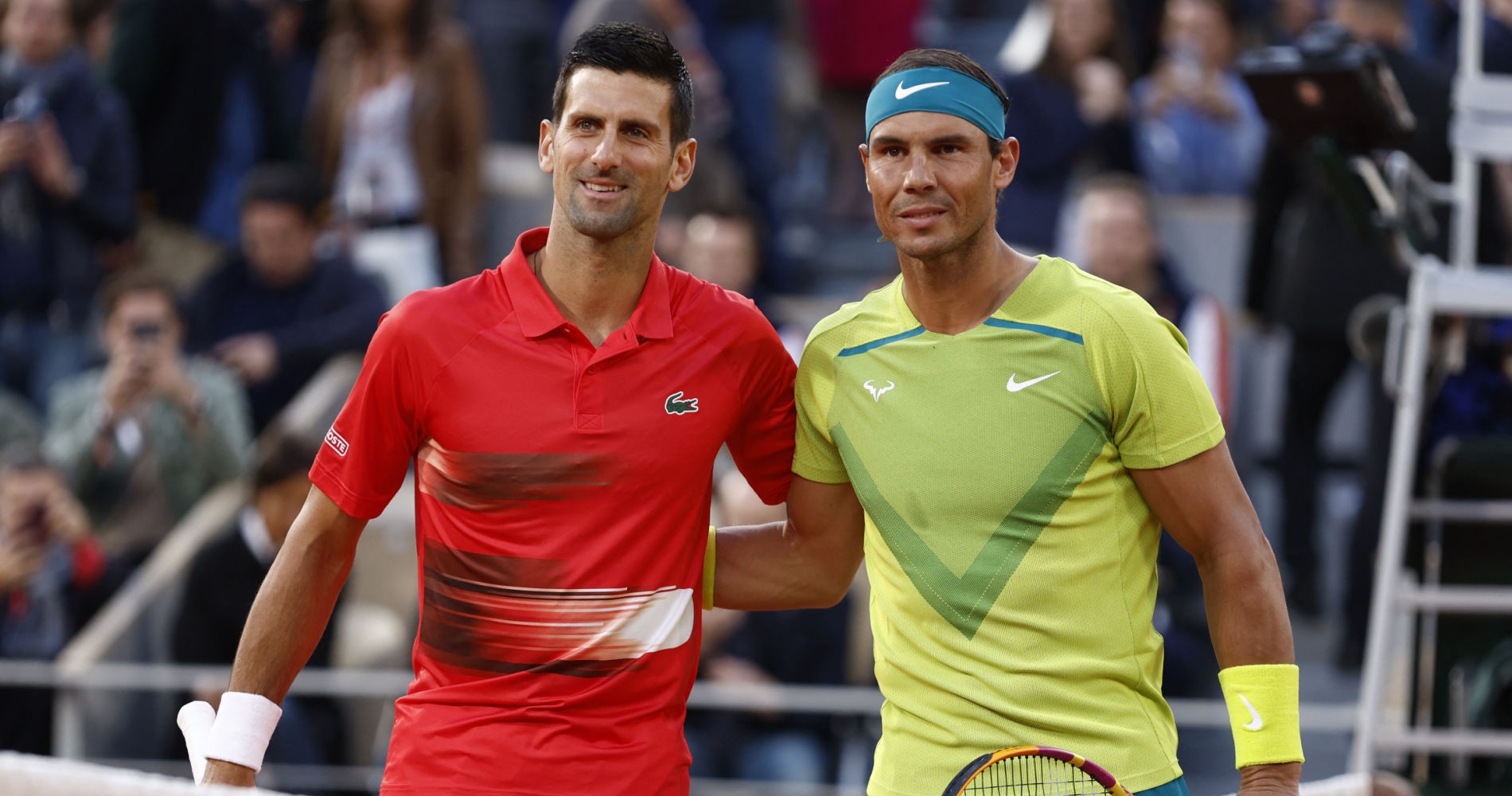 Novak Djokovic and Rafael Nadal at Roland Garros 2022