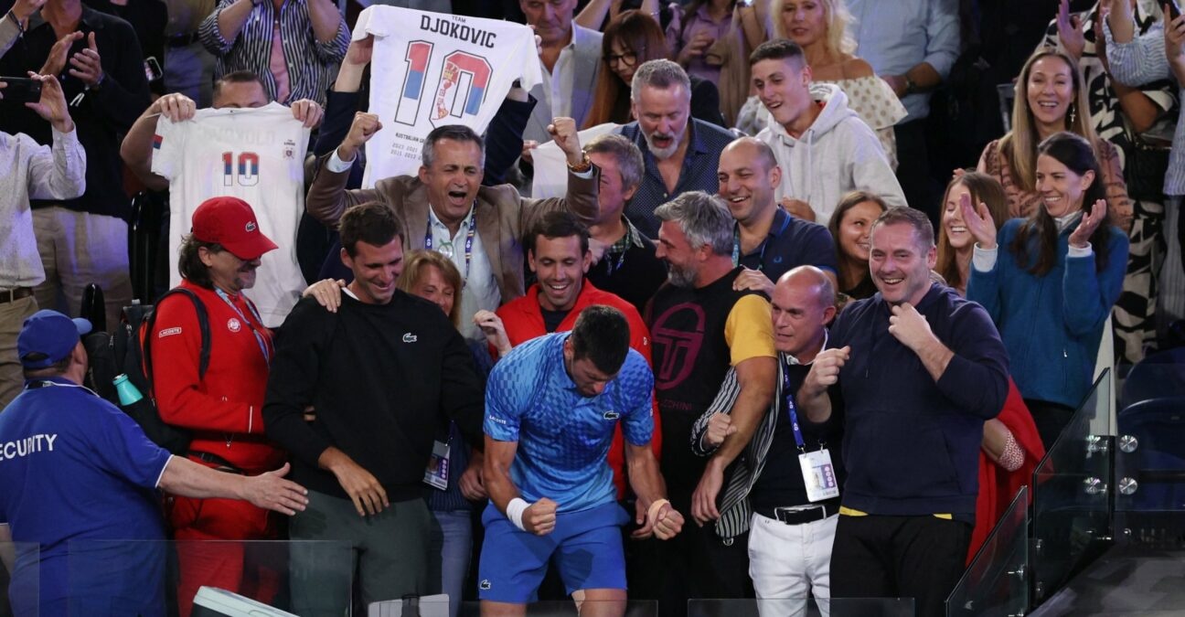 Novak Djokovic Aus Open celebration