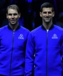 Roger Federer (Sui) and Rafael Nadal (Esp) and Novak Djokovic (Ser) at the 20222 Laver Cup