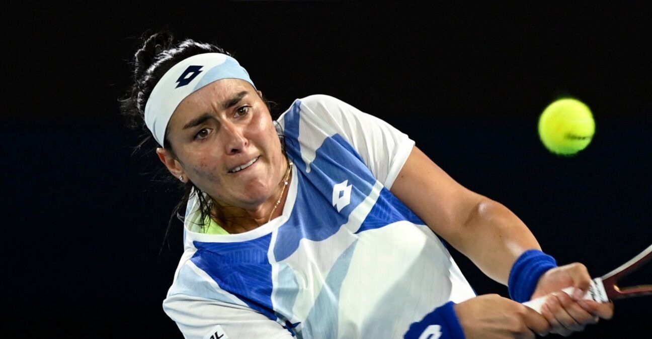 Tunisia's Ons Jabeur in action during her second round match at the 2023 Australian Open
