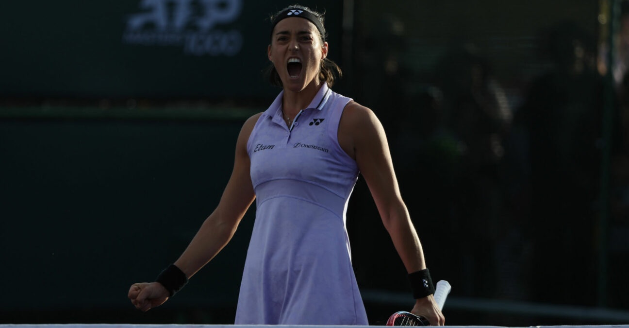 Caroline Garcia in action at the 2023 BNP Paribas Open at Indian Wells